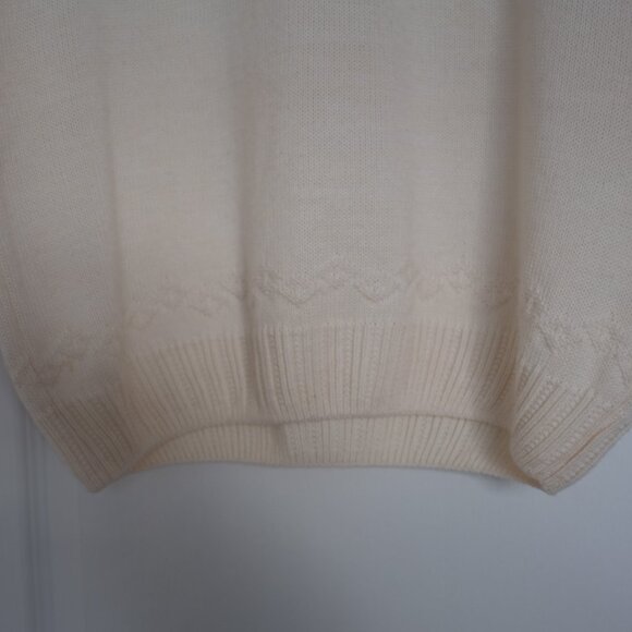 Laura Gribby cream knit sweater Forrest pattern wool blend size M - Picture 7 of 9